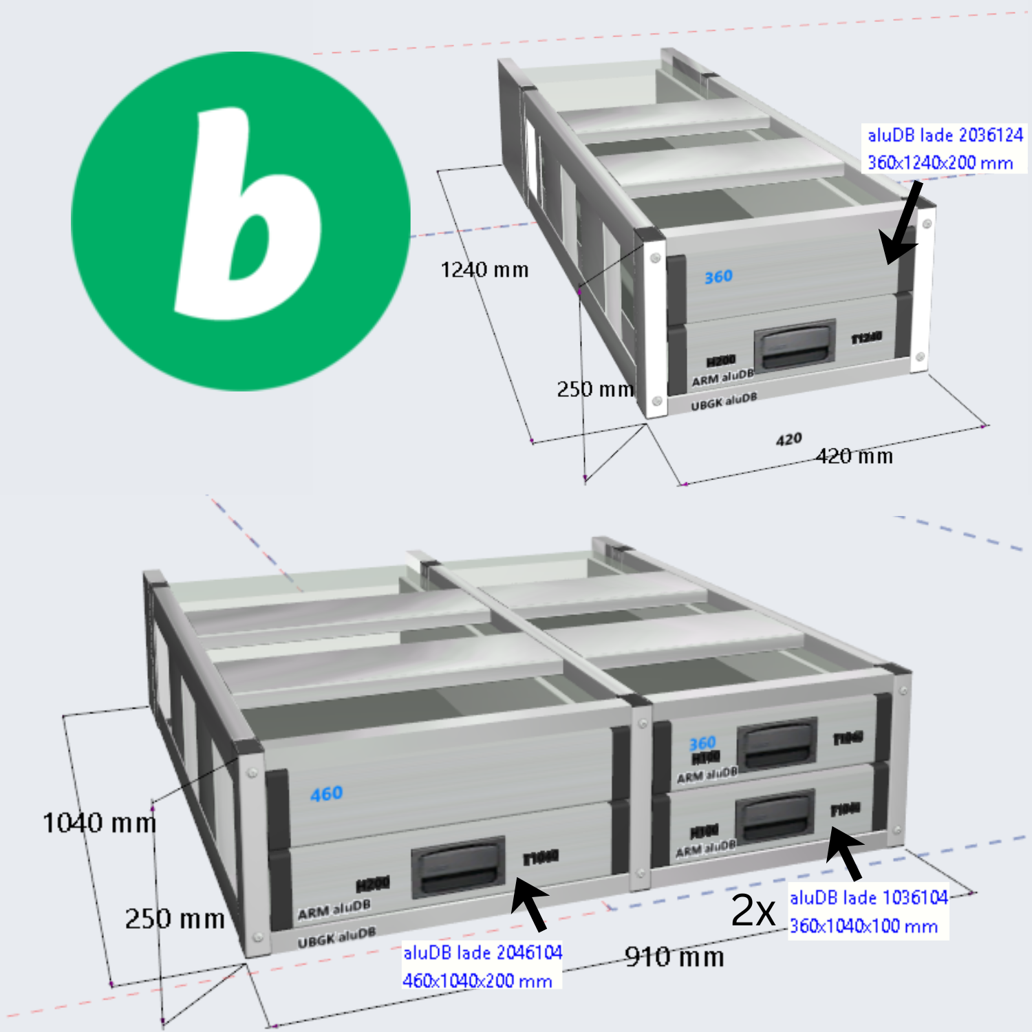 Aluca NIEUW vloerladen set Caddy, Transit Connect, Partner etc (nr ADB999)